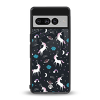 spatial unicorn galaxy back phone cover | glass case for google pixel 7 pro