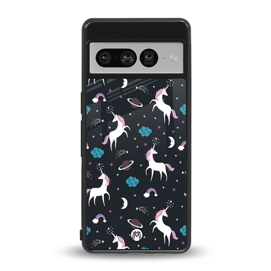 spatial unicorn galaxy back phone cover | glass case for google pixel 7 pro
