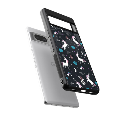spatial unicorn galaxy back phone cover | glass case for google pixel 7 pro
