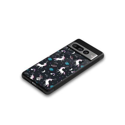 spatial unicorn galaxy back phone cover | glass case for google pixel 7 pro