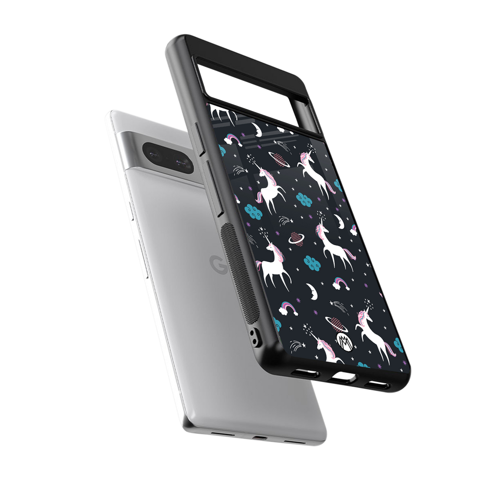 spatial unicorn galaxy back phone cover | glass case for Google Pixel 7A