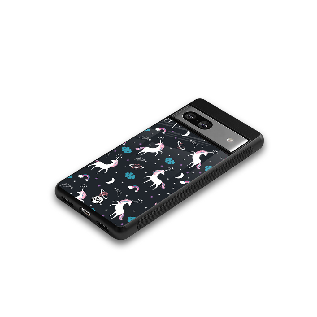 spatial unicorn galaxy back phone cover | glass case for Google Pixel 7A
