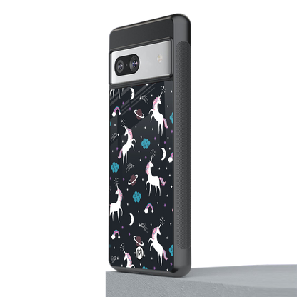 spatial unicorn galaxy back phone cover | glass case for Google Pixel 7