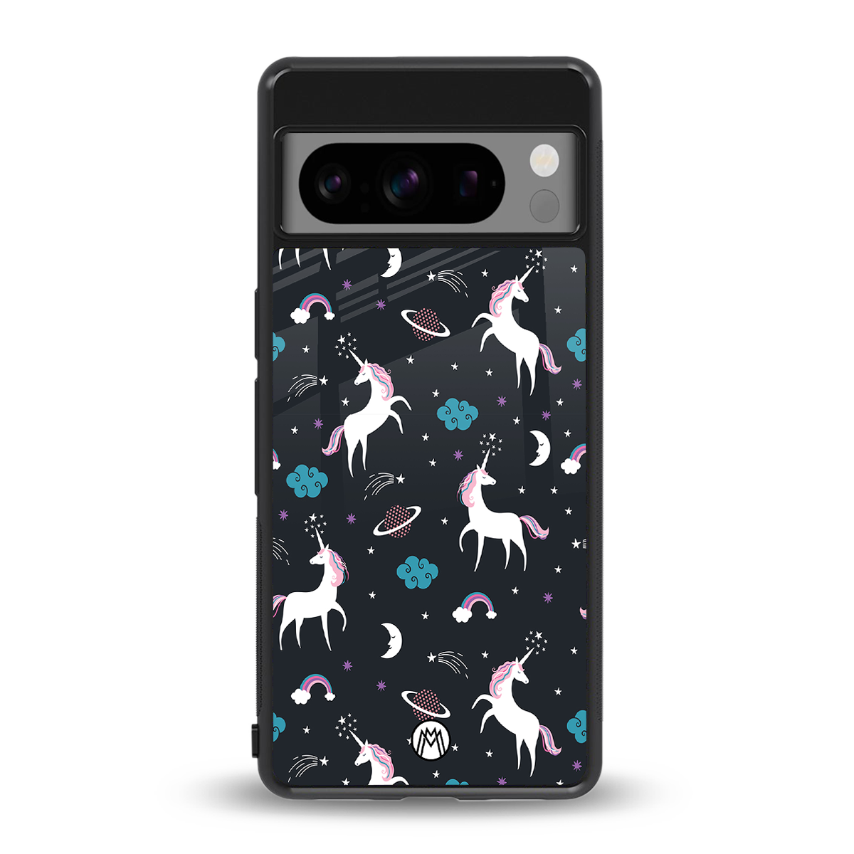 spatial unicorn galaxy back phone cover | glass case for google pixel 8 pro