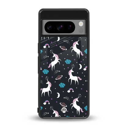 spatial unicorn galaxy back phone cover | glass case for google pixel 8 pro