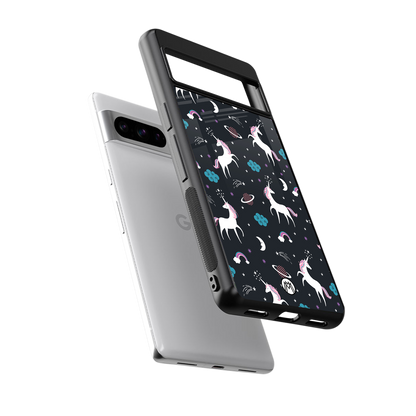 spatial unicorn galaxy back phone cover | glass case for google pixel 8 pro