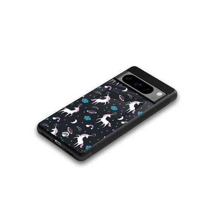 spatial unicorn galaxy back phone cover | glass case for google pixel 8 pro