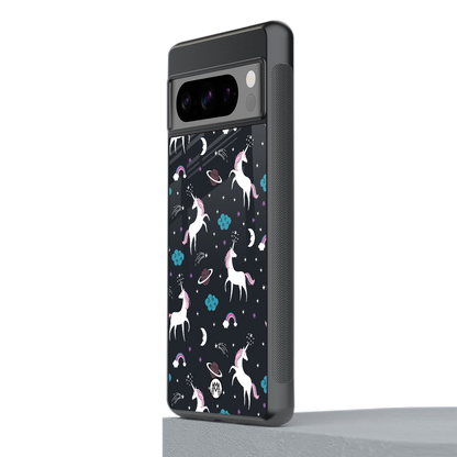 spatial unicorn galaxy back phone cover | glass case for google pixel 8 pro