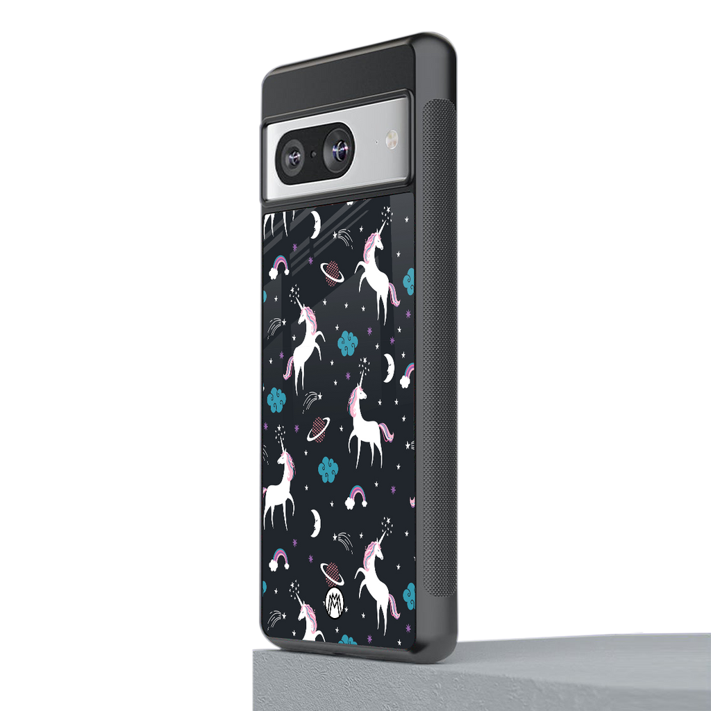 spatial unicorn galaxy back phone cover | glass case for Google Pixel 8