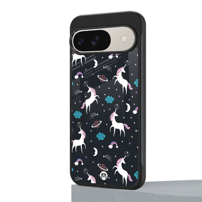 spatial unicorn galaxy back phone cover | glass case for google pixel 9