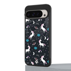 spatial unicorn galaxy back phone cover | glass case for google pixel 9 pro
