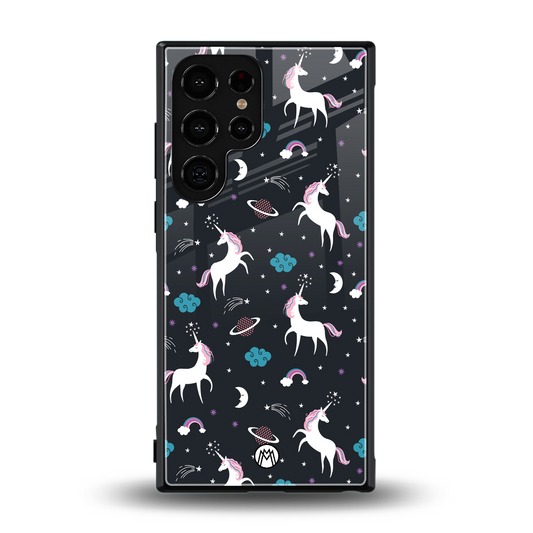 spatial unicorn galaxy back phone cover | glass case for samsung galaxy s24 ultra