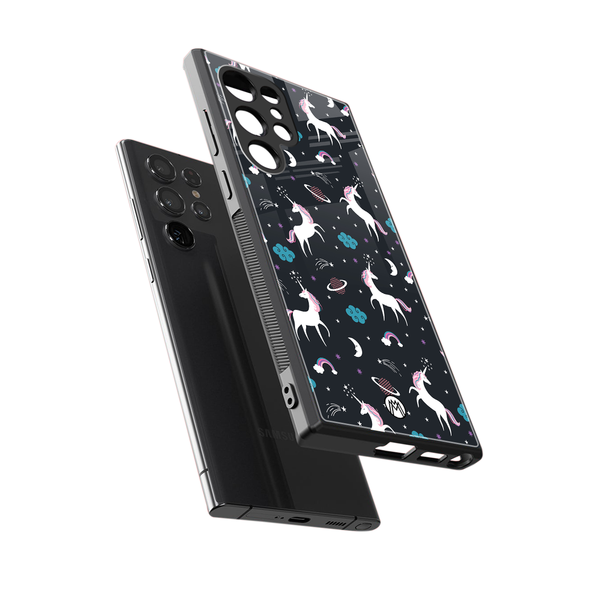 spatial unicorn galaxy back phone cover | glass case for samsung galaxy s23 ultra