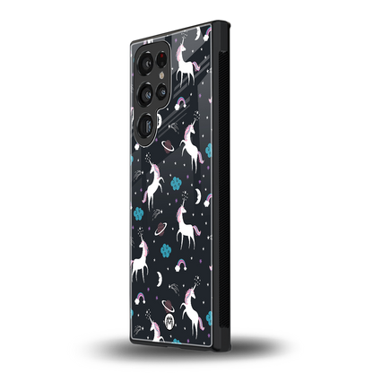 spatial unicorn galaxy back phone cover | glass case for samsung galaxy s24 ultra