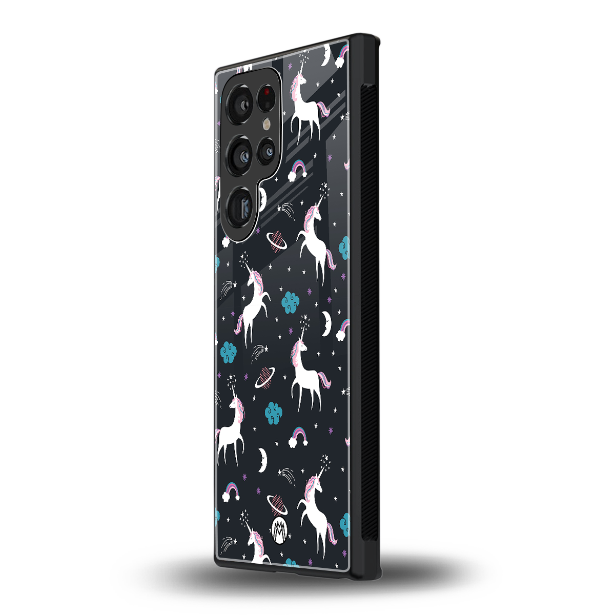 spatial unicorn galaxy back phone cover | glass case for samsung galaxy s23 ultra