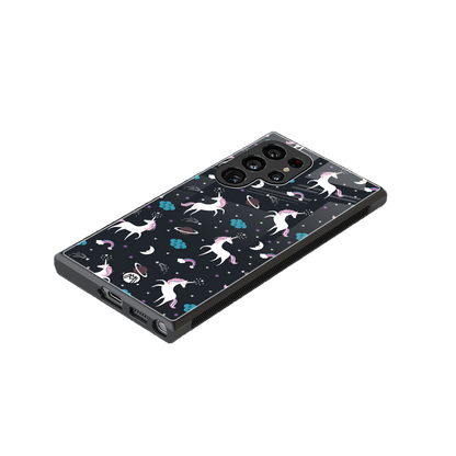 spatial unicorn galaxy back phone cover | glass case for samsung galaxy s24 ultra