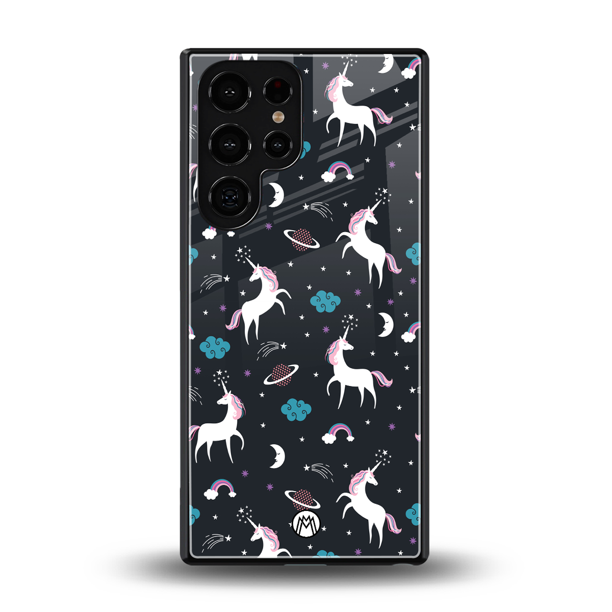 spatial unicorn galaxy back phone cover | glass case for samsung galaxy s25 ultra