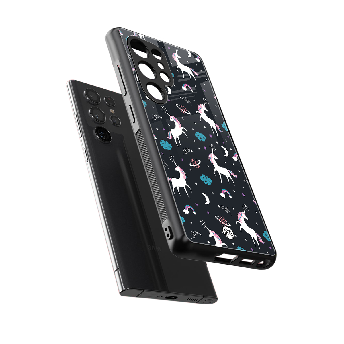 spatial unicorn galaxy back phone cover | glass case for samsung galaxy s25 ultra