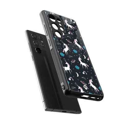 spatial unicorn galaxy back phone cover | glass case for samsung galaxy s25 ultra