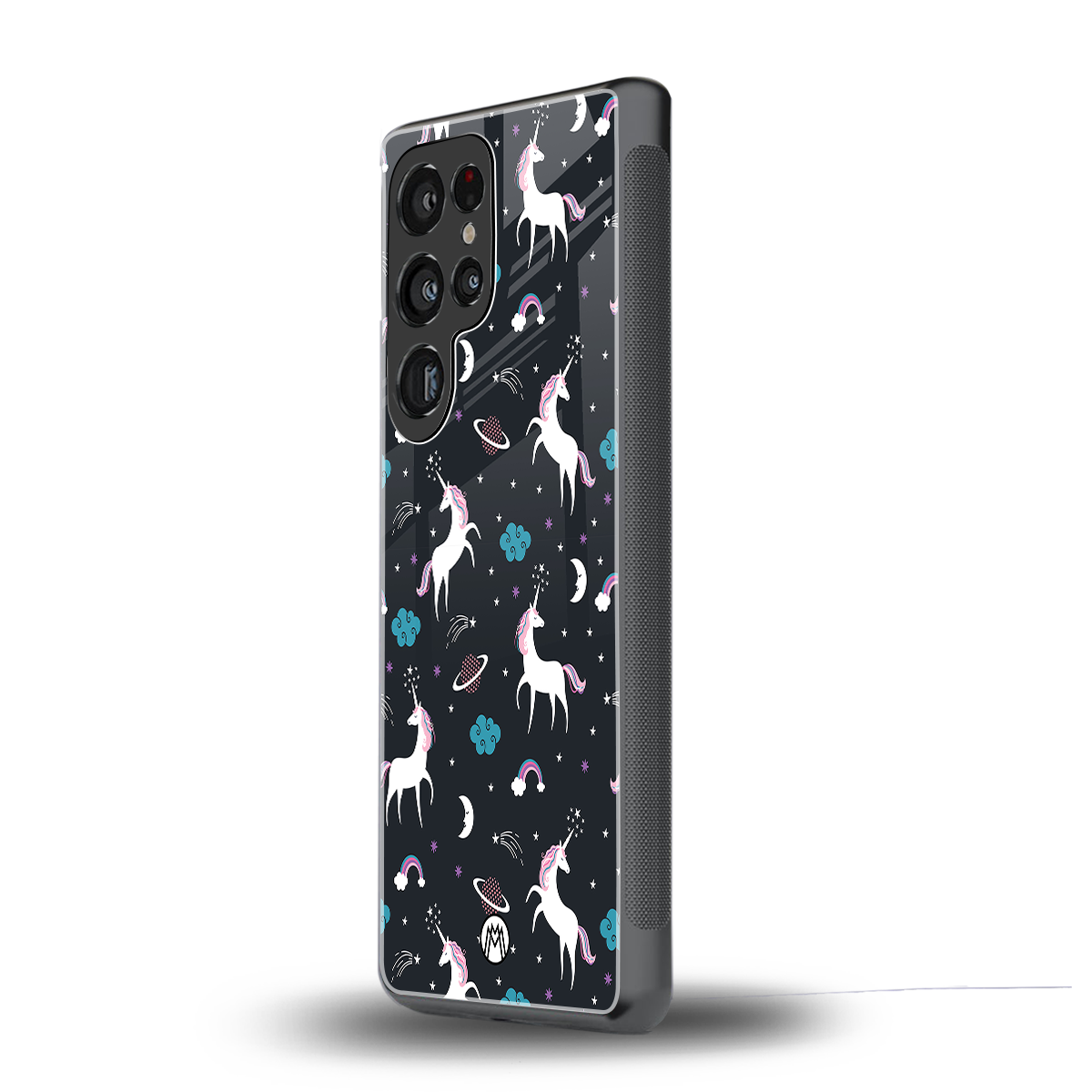 spatial unicorn galaxy back phone cover | glass case for samsung galaxy s25 ultra