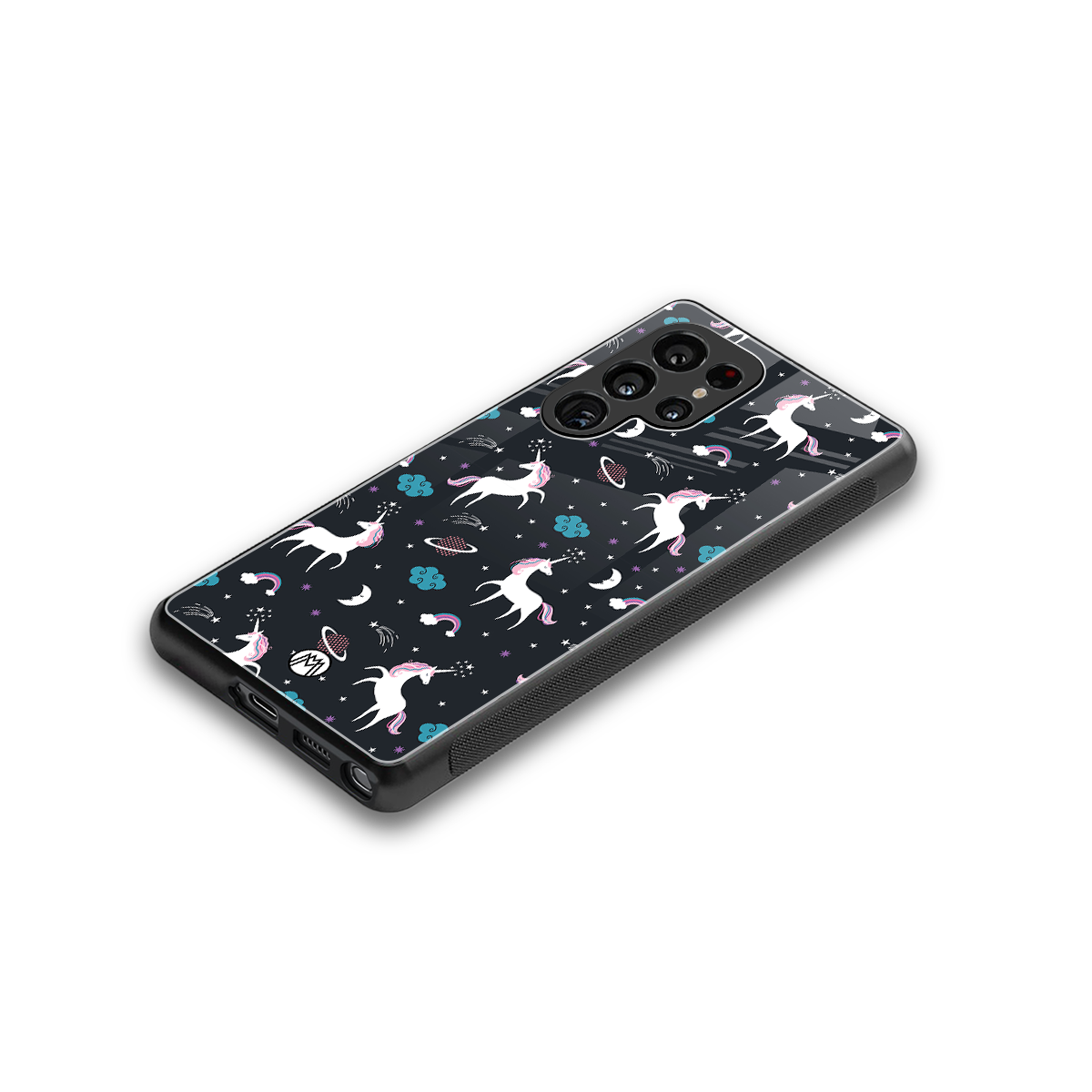 spatial unicorn galaxy back phone cover | glass case for samsung galaxy s25 ultra