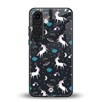 spatial unicorn galaxy back phone cover | glass case for samsung galaxy s24