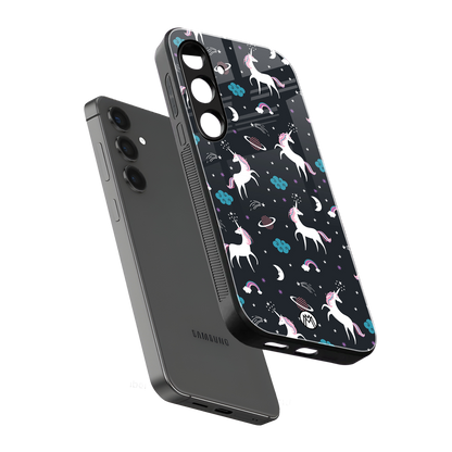 spatial unicorn galaxy back phone cover | glass case for samsung galaxy s23 plus
