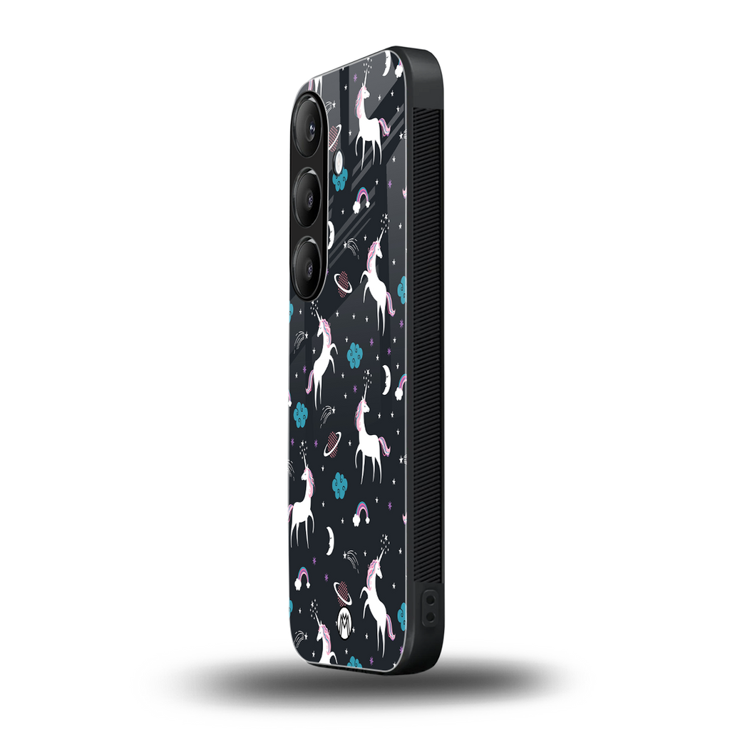 spatial unicorn galaxy back phone cover | glass case for samsung galaxy s24