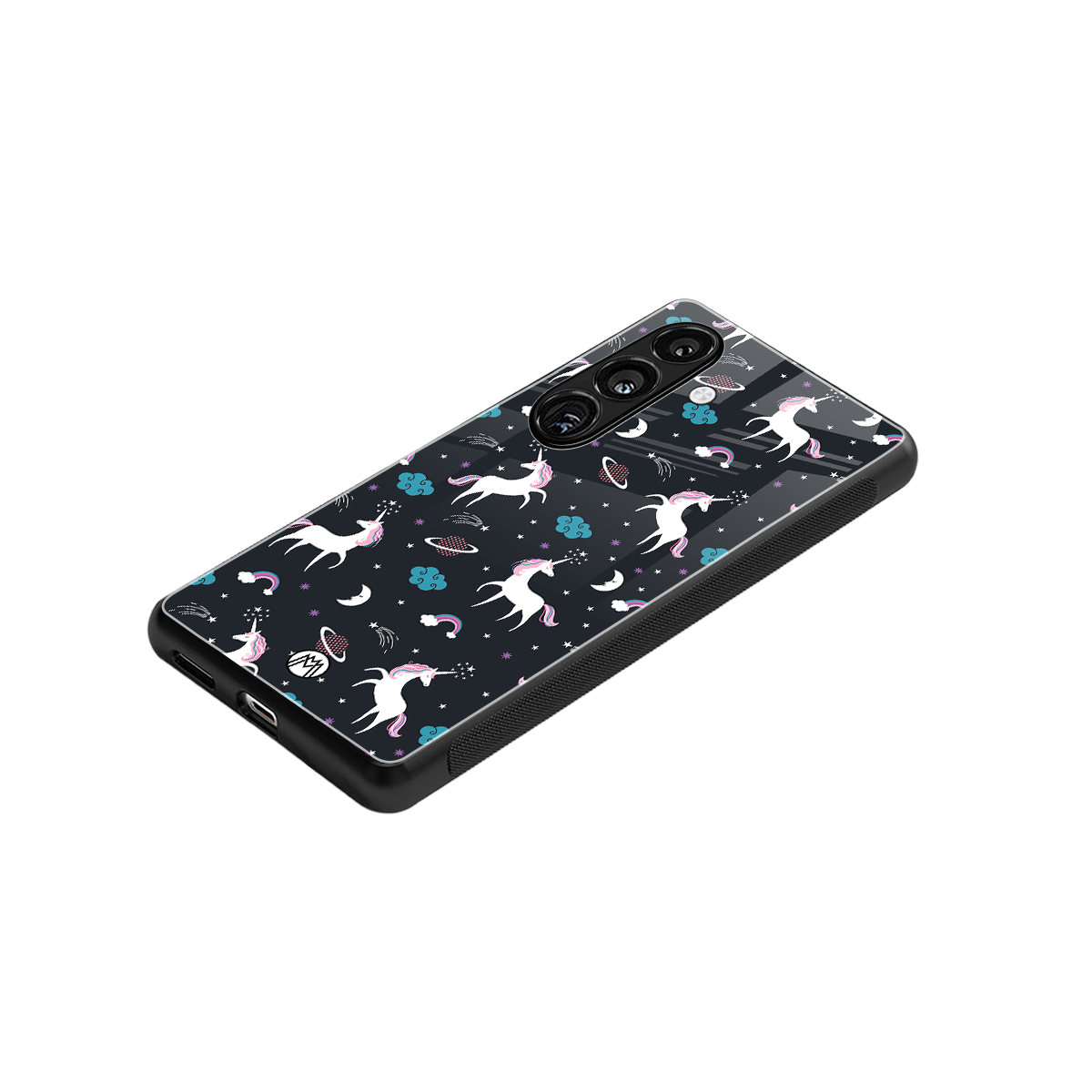 spatial unicorn galaxy back phone cover | glass case for samsung galaxy s23 plus