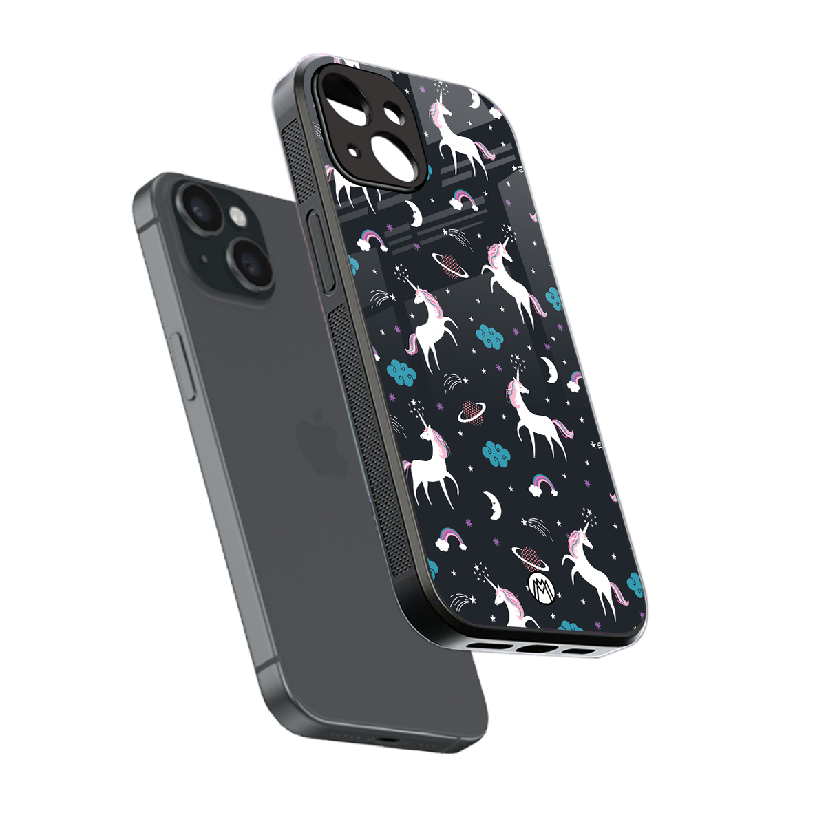 spatial unicorn galaxy back phone cover | glass case for iphone 15