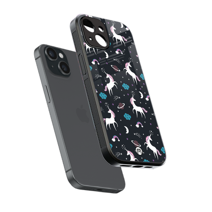 spatial unicorn galaxy back phone cover | glass case for iphone 15