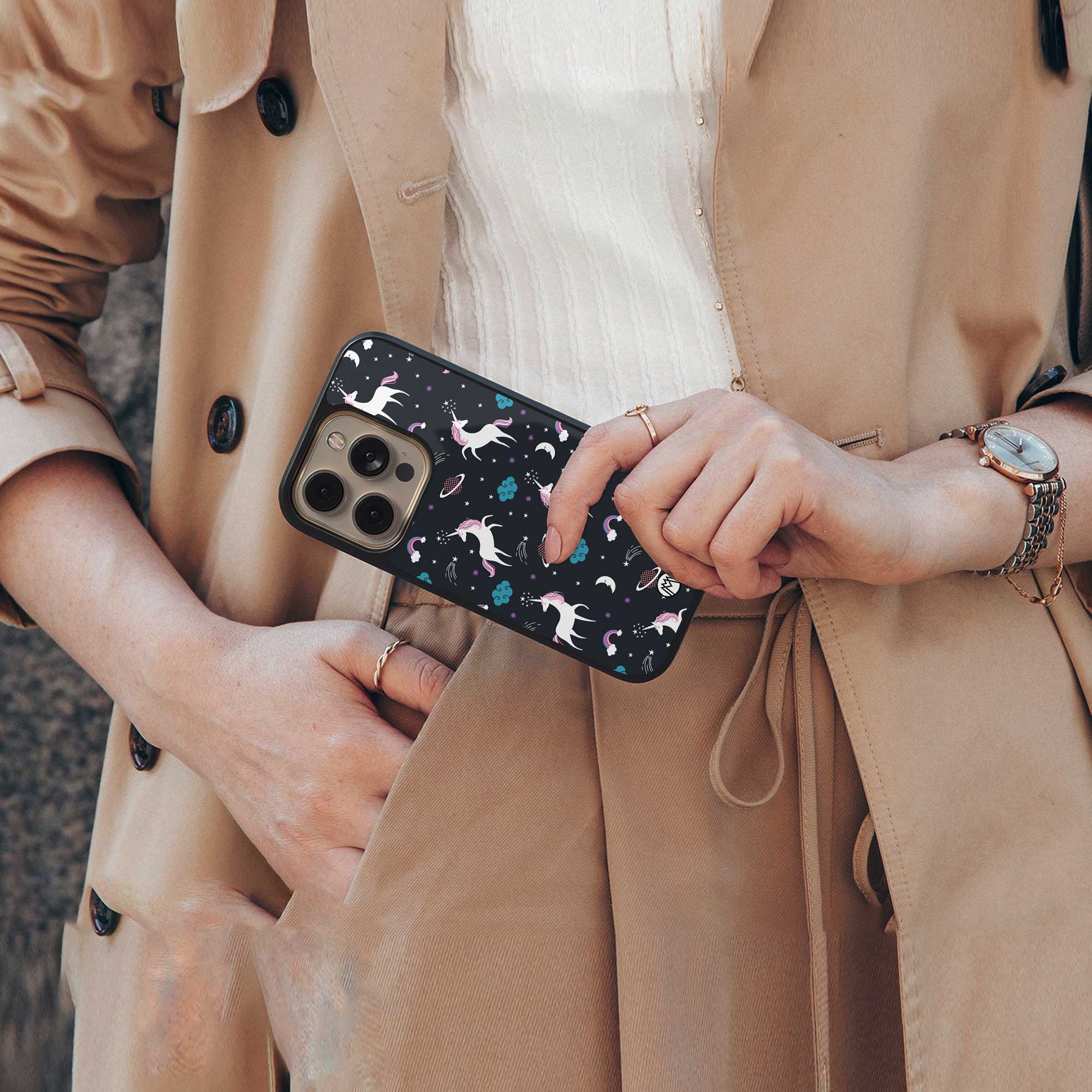 spatial unicorn galaxy back phone cover | glass case for nothing phone 1