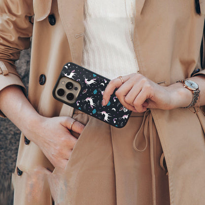 spatial unicorn galaxy back phone cover | glass case for iphone 16 pro