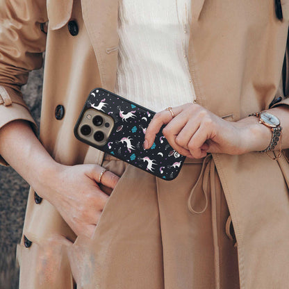 spatial unicorn galaxy back phone cover | glass case for iphone 14 pro max