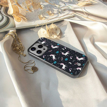 spatial unicorn galaxy back phone cover | glass case for iphone 13 pro max