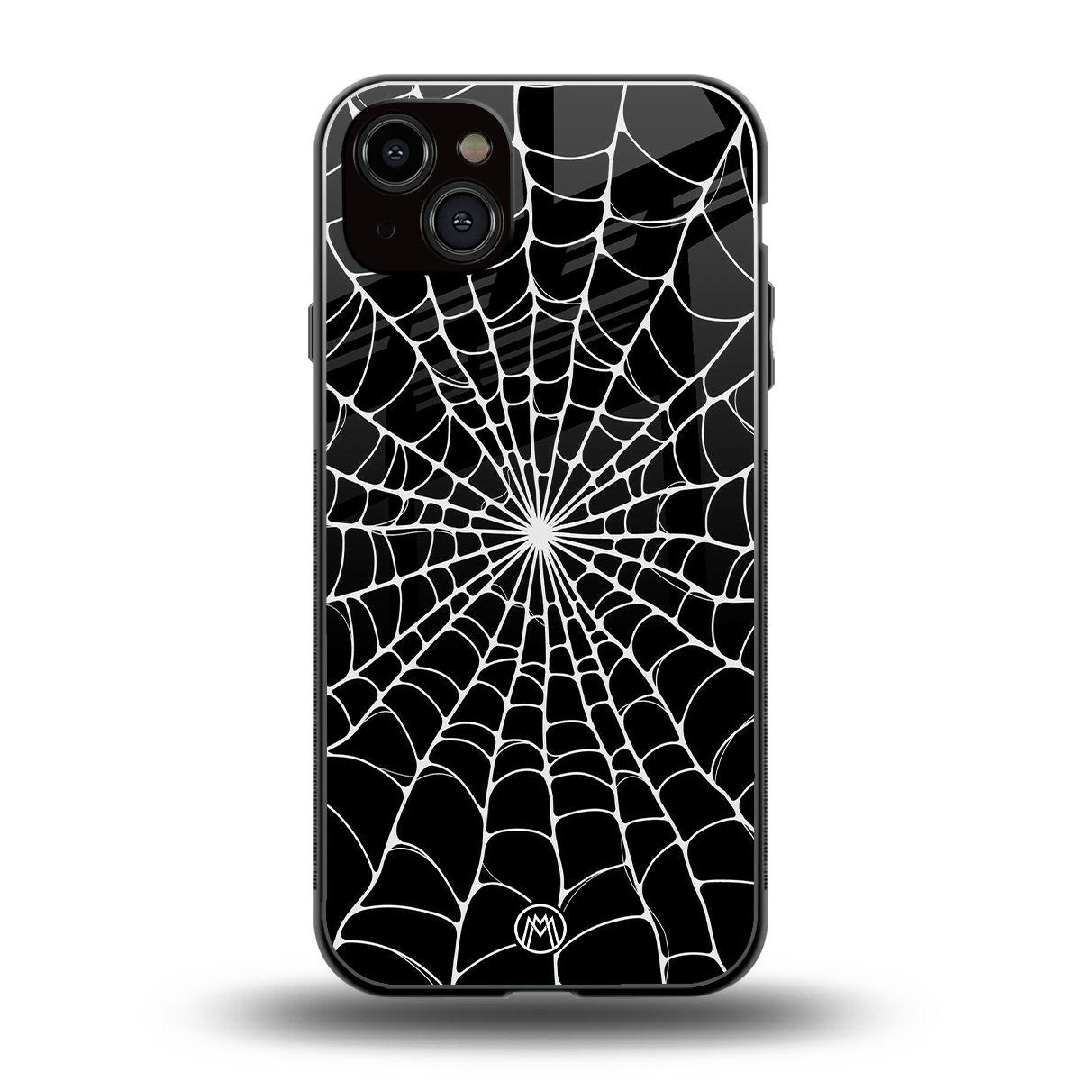 spider swirl back phone cover | glass case for iphone 15 plus