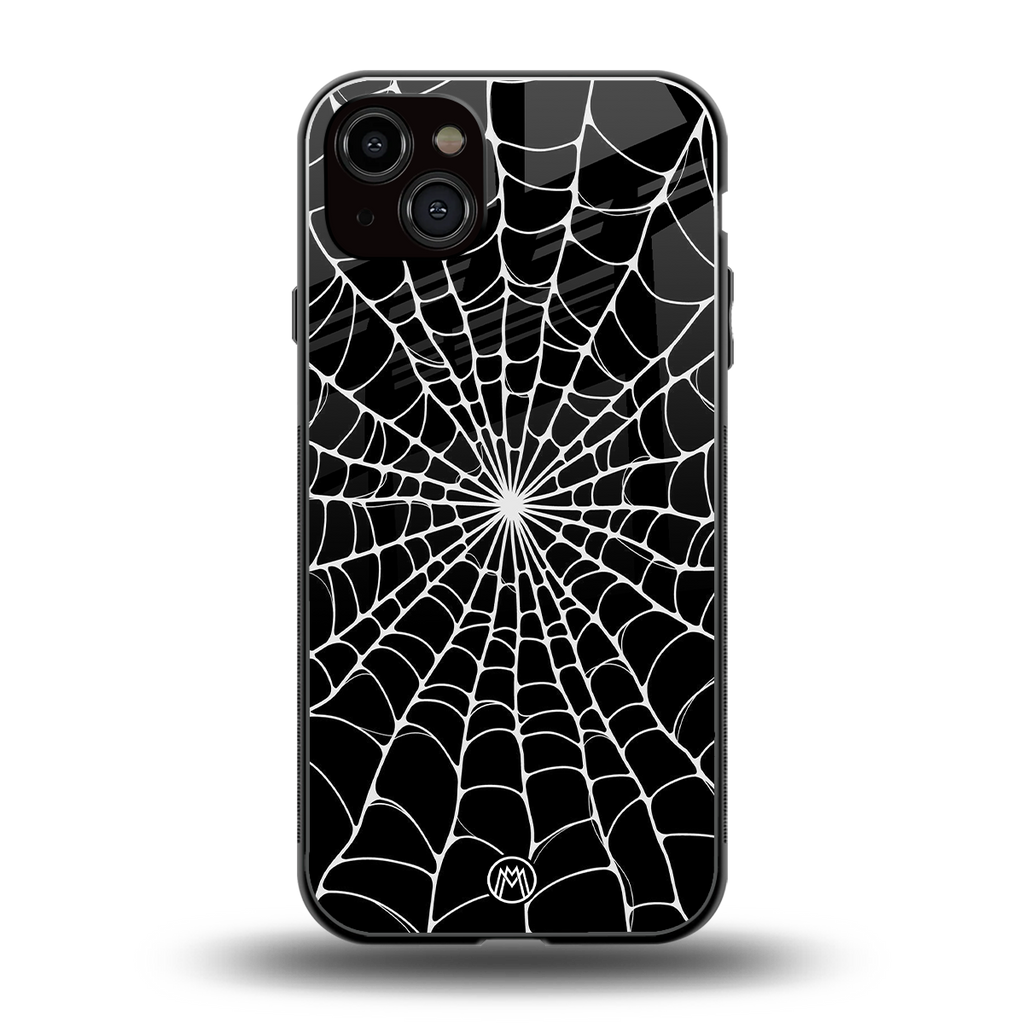 spider swirl back phone cover | glass case for iphone 14 plus