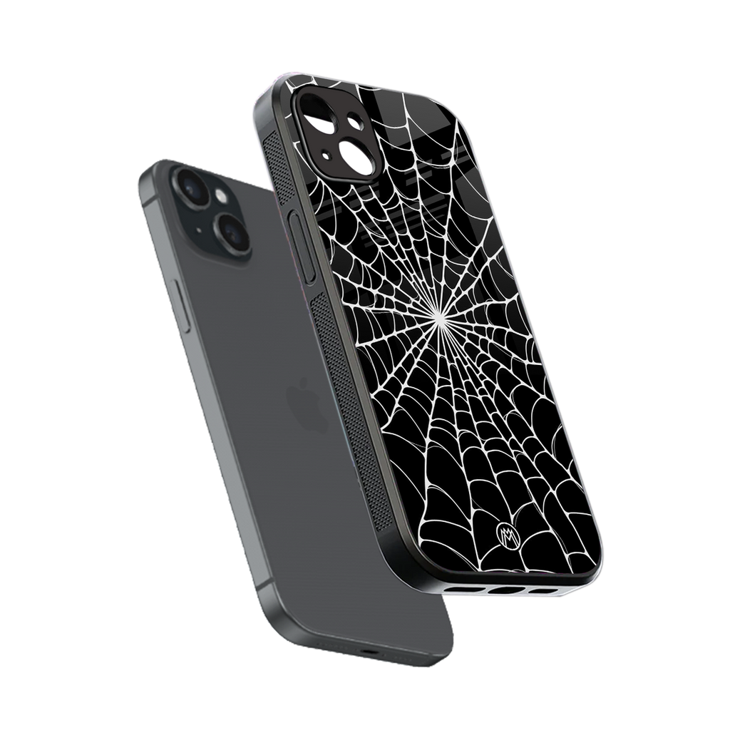 spider swirl back phone cover | glass case for iphone 14 plus
