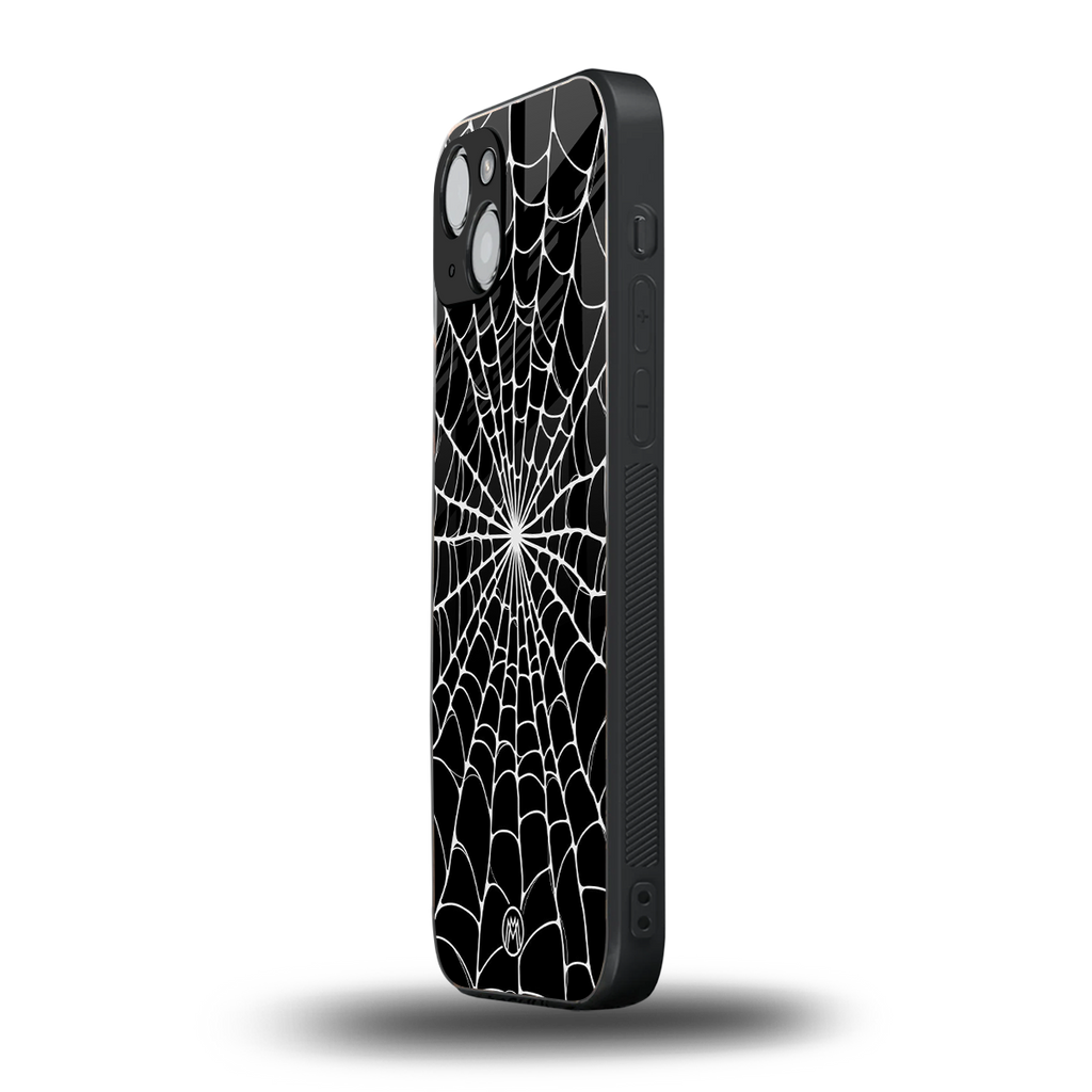 spider swirl back phone cover | glass case for iphone 14 plus
