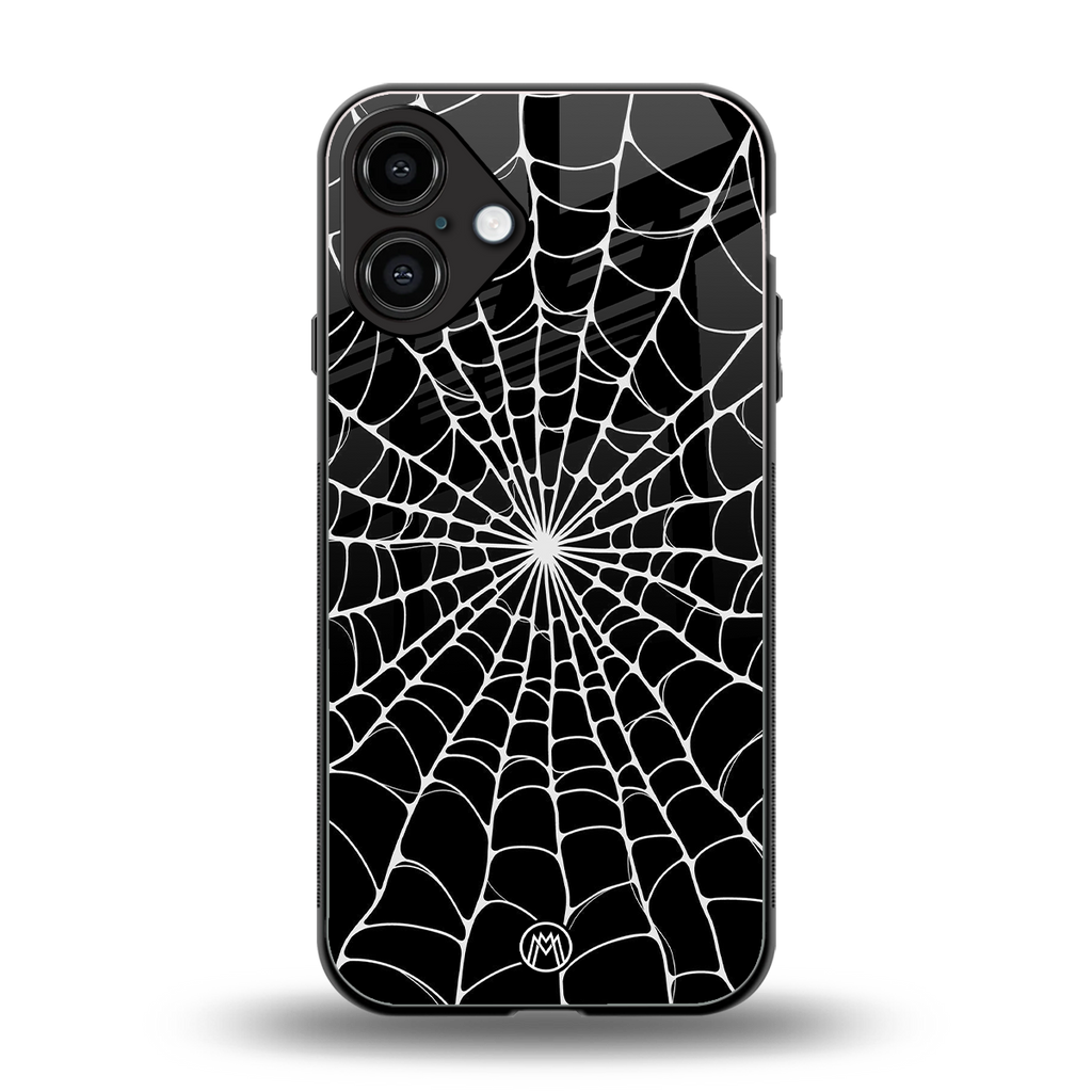 spider swirl back phone cover | glass case for iphone 16 plus