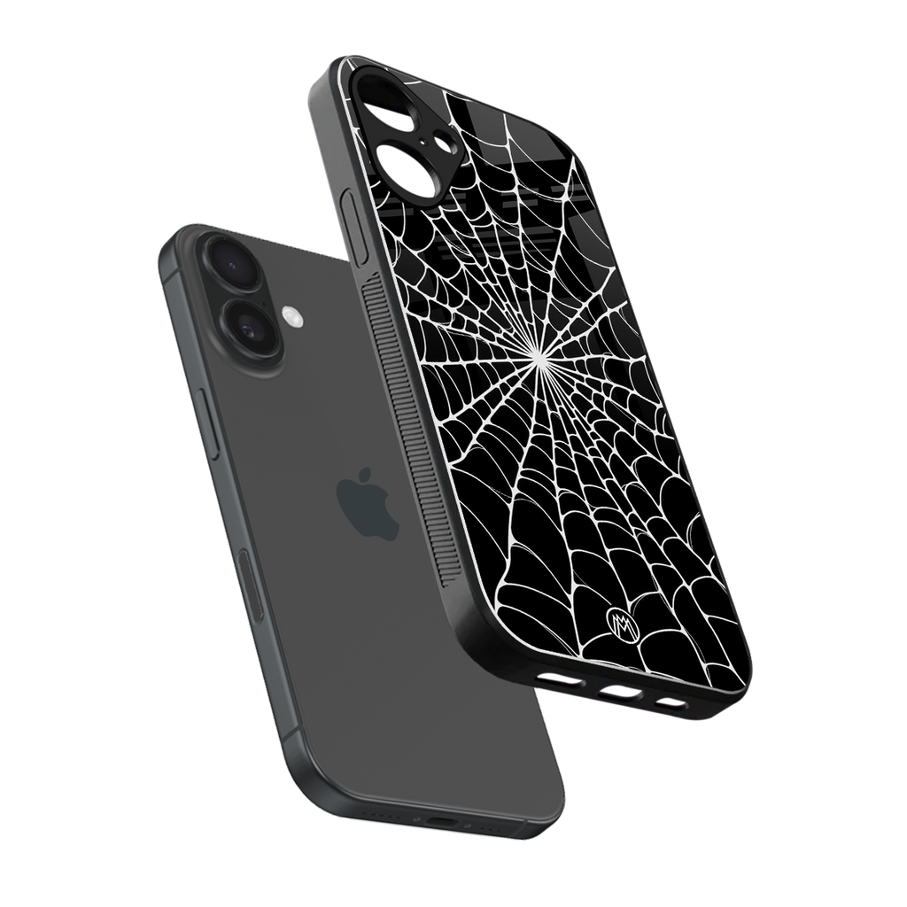 spider swirl back phone cover | glass case for iphone 16 plus