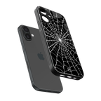spider swirl back phone cover | glass case for iphone 16 plus