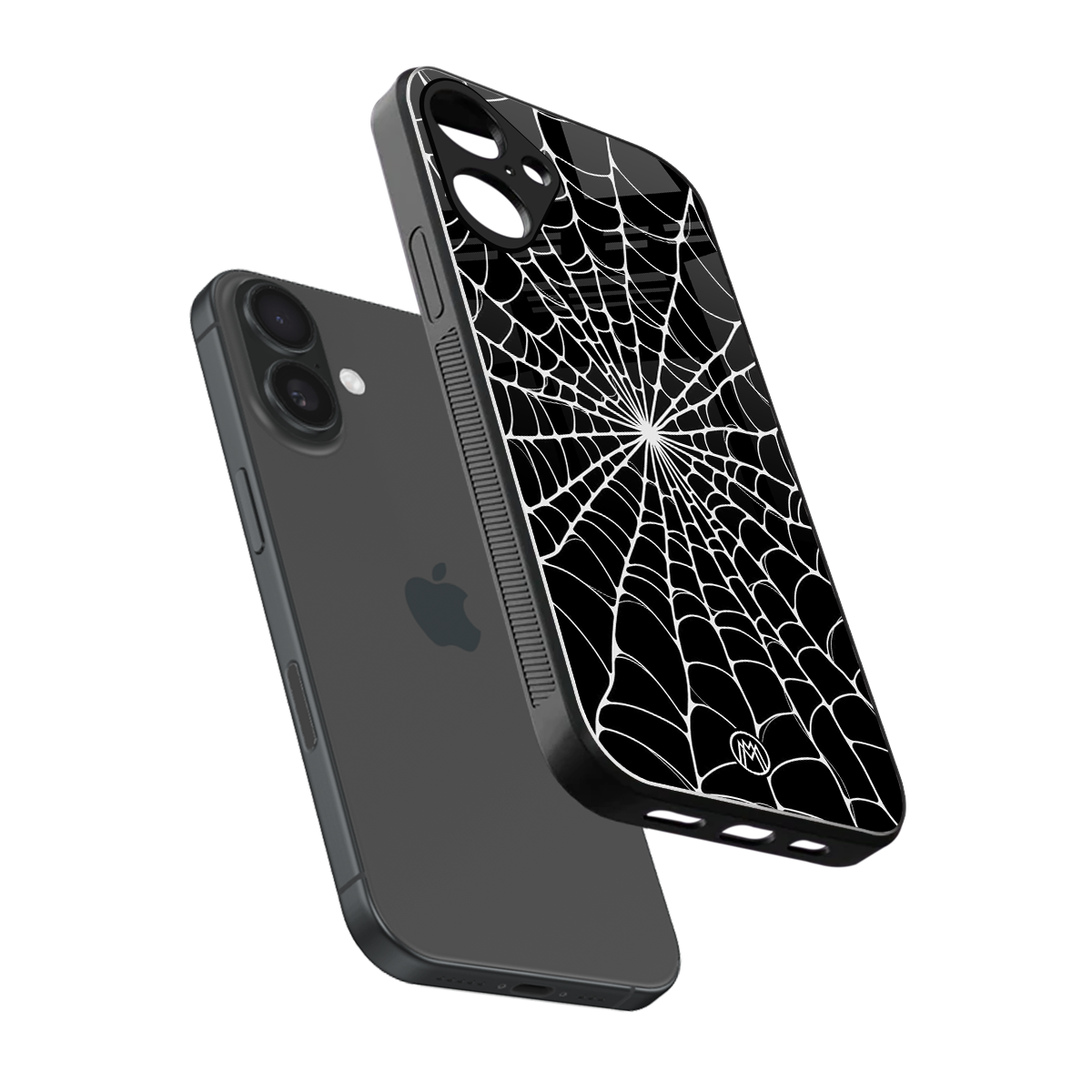 spider swirl back phone cover | glass case for iphone 16 plus