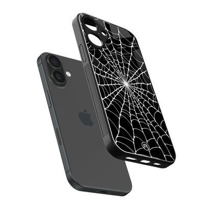 spider swirl back phone cover | glass case for iphone 16 plus