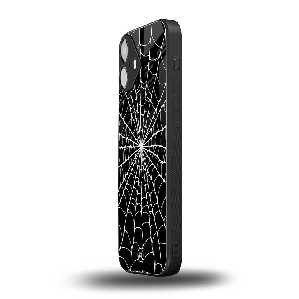 spider swirl back phone cover | glass case for iphone 16 plus