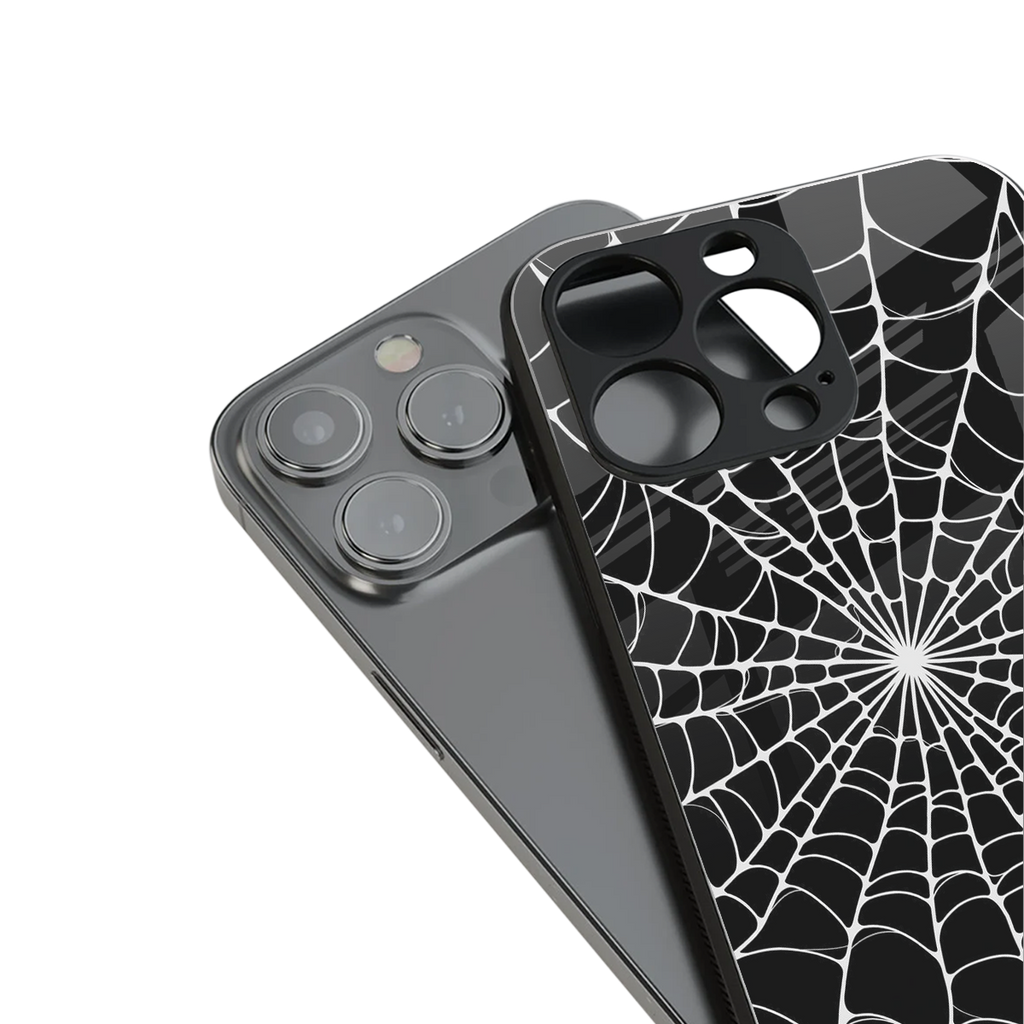 spider swirl back phone cover | glass case for iphone 13 pro