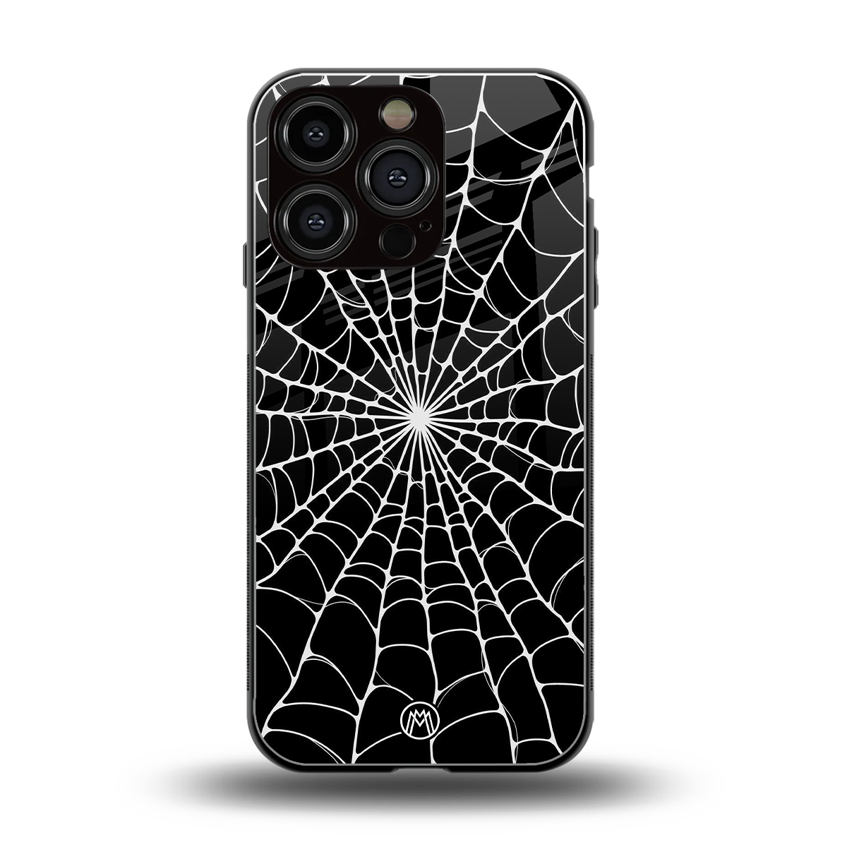 spider swirl back phone cover | glass case for iphone 16 pro