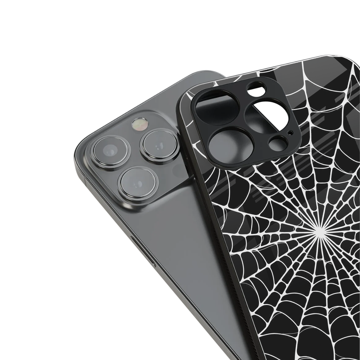 spider swirl back phone cover | glass case for iphone 16 pro max