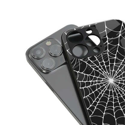 spider swirl back phone cover | glass case for iphone 14 pro max