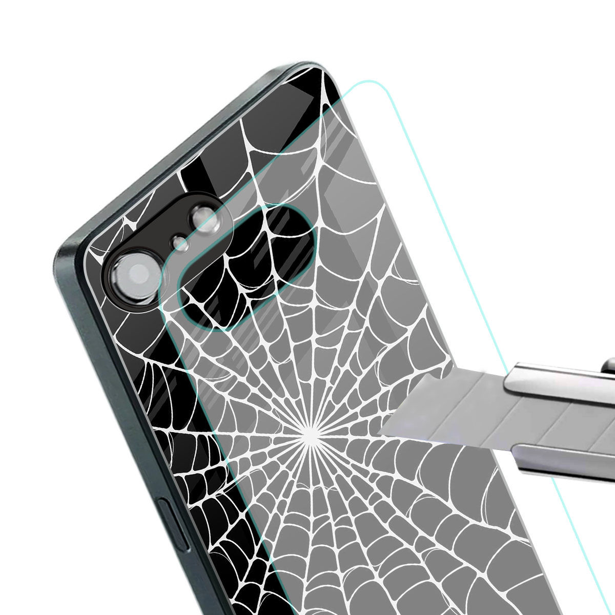 spider swirl back phone cover | glass case for iphone 16e